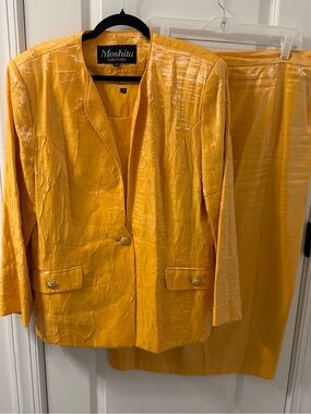 Moshita Couture crinkled textured 3 piece Skirt suit set size 16 1X